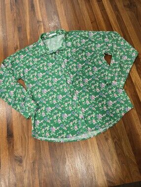 Staccato Green Floral Button-Down Blouse Size Lsrge